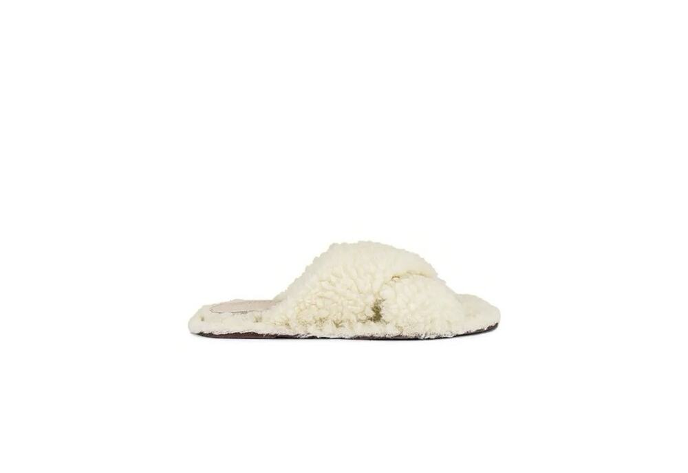 Schutz Fuzzy Slides In Cream Womens Size 10 US